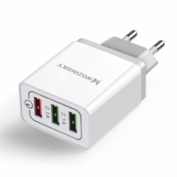 Incarcator Quick Charge 3.0A cu 3 Porturi USB - Doar Priza (Alb) Wozinsky WWC-01