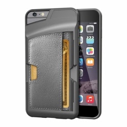Husa APPLE iPhone 6\6S - Slot Card Piele (Gri)