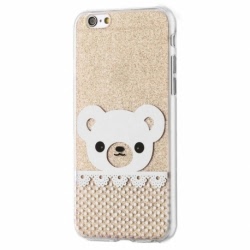 Husa APPLE iPhone 6\6S - Fashion (Shinny Bear Auriu)