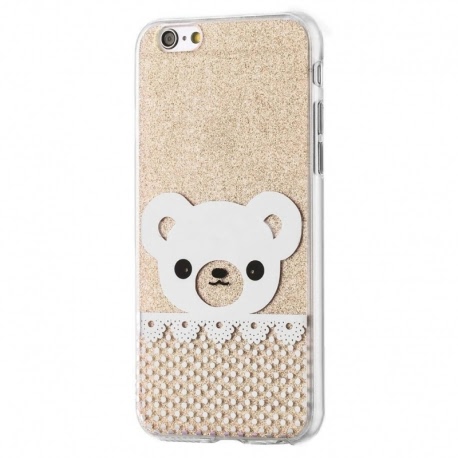 Husa APPLE iPhone 6\6S - Fashion (Shinny Bear Auriu)