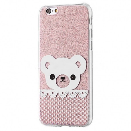 Husa APPLE iPhone 6\6S - Fashion (Shinny Bear Roz)