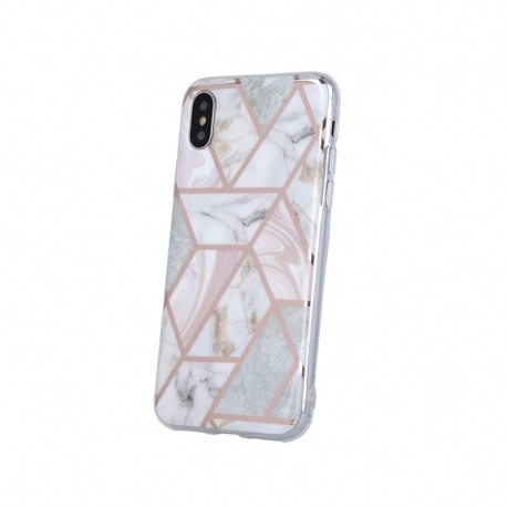 Husa pentru SAMSUNG Galaxy A22 (5G) - Geometric Marble (Roz)