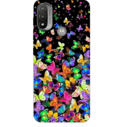Husa Silicon Soft HQPrint, Compatibila Cu Motorola Moto E20, Fluturi
