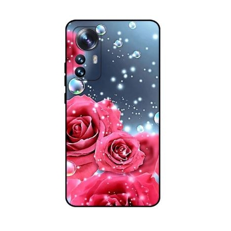 Husa Silicon Compatibila Cu Xiaomi 12 Pro Trandafiri roz