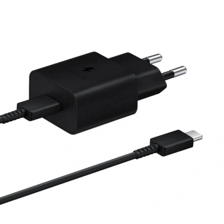 Incarcator de priza USB-C cu cablu Type C to Type C, compatibil cu Samsung Galaxy S22 Ultra 5G, 25W, negru, 1 metru