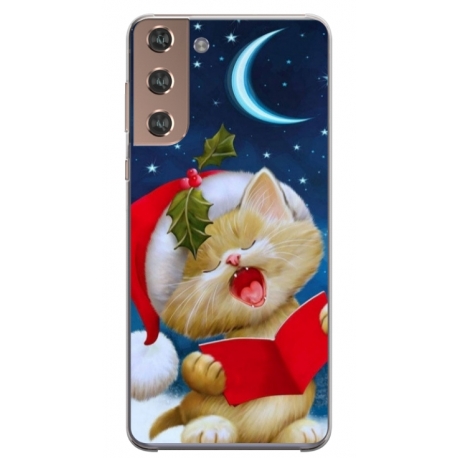 Husa personalizata HQPrint pentru Samsung Galaxy S22 Plus, model Christmas Cat, multicolor, S1D1M0048