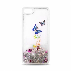 Husa HUAWEI P10 Lite - Glitter Lichid Butterfly (Argintiu)