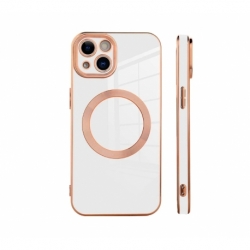 Husa HQ MagSure compatibila cu Apple iPhone 14 Plus, Rose Gold, incarcare wireless
