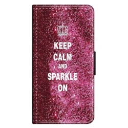 Husa personalizata tip carte HQPrint pentru Samsung Galaxy A02S, model Keep Calm and Sparkle On, multicolor, S1D1M0252