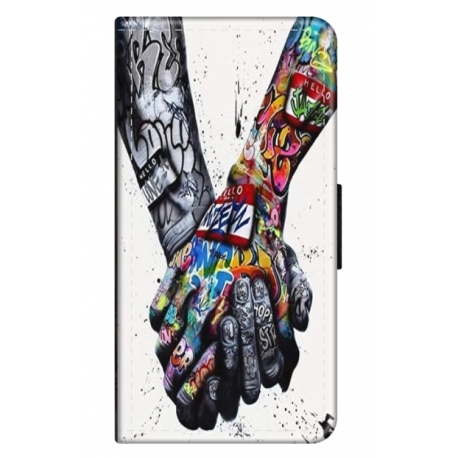 Husa personalizata tip carte HQPrint pentru Samsung Galaxy A03S, model Abstract Holding, multicolor, S1D1M0271