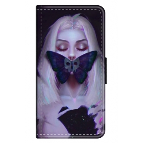 Husa personalizata tip carte HQPrint pentru Samsung Galaxy A05s, model Butterfly Mouth 1, multicolor, S1D1M0351