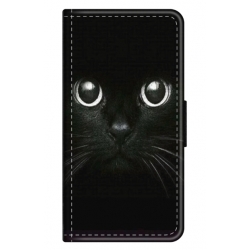 Husa personalizata tip carte HQPrint pentru Samsung Galaxy A12, model Black Cat 1, multicolor, S1D1M0015