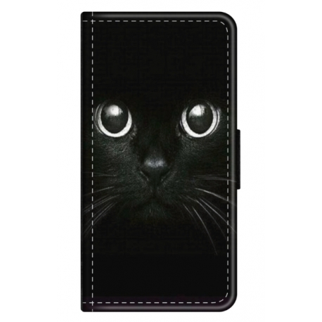Husa personalizata tip carte HQPrint pentru Samsung Galaxy A12, model Black Cat 1, multicolor, S1D1M0015