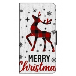 Husa personalizata tip carte HQPrint pentru Samsung Galaxy A12, model Merry Christmas Reindeer 1, multicolor, S1D1M0049