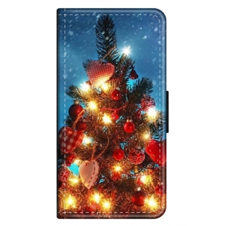 Husa personalizata tip carte HQPrint pentru Samsung Galaxy A12, model Christmas Tree 2, multicolor, S1D1M0058