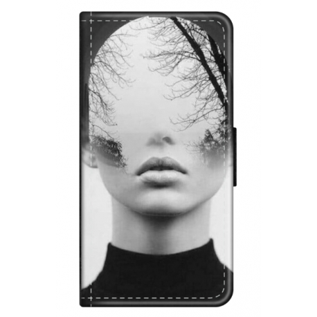 Husa personalizata tip carte HQPrint pentru Samsung Galaxy A12, model Abstract Lady, multicolor, S1D1M0066