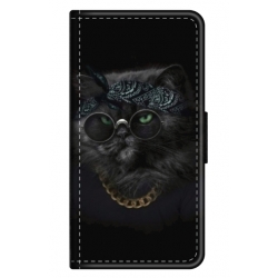 Husa personalizata tip carte HQPrint pentru Samsung Galaxy A12, model Black Cat 4, multicolor, S1D1M0097
