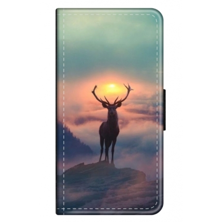 Husa personalizata tip carte HQPrint pentru Samsung Galaxy A12, model Antlers, multicolor, S1D1M0303