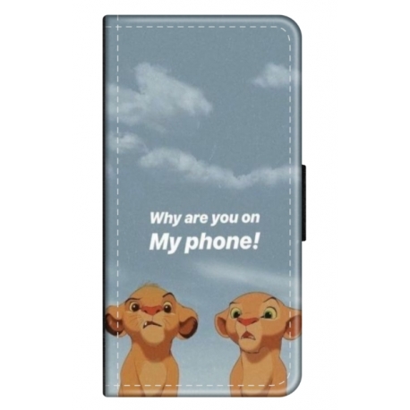 Husa personalizata tip carte HQPrint pentru Samsung Galaxy A14, model Why are you on my phone, multicolor, S1D1M0220
