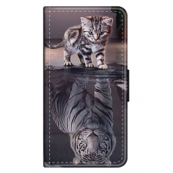 Husa personalizata tip carte HQPrint pentru Samsung Galaxy A23 5G, model Tiger, multicolor, S1D1M0242