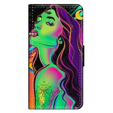 Husa personalizata tip carte HQPrint pentru Samsung Galaxy A32, model Colorful Girl, multicolor, S1D1M0249