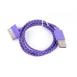 Cablu Date Textil Rotund APPLE iPhone 4 (Violet)