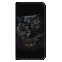 Husa personalizata tip carte HQPrint pentru Samsung Galaxy S23 Plus, model Black Cat 4, multicolor, S1D1M0097
