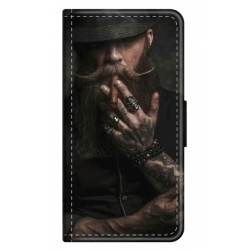 Husa personalizata tip carte HQPrint pentru Samsung Galaxy S23 Ultra, model Beard Man, multicolor, S1D1M0355