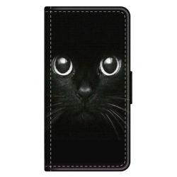 Husa personalizata tip carte HQPrint pentru Samsung Galaxy S23, model Black Cat 1, multicolor, S1D1M0015