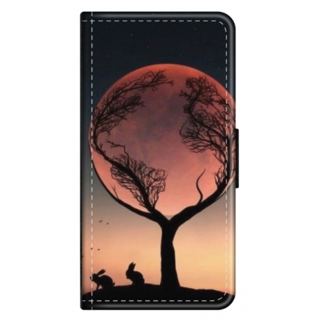 Husa personalizata tip carte HQPrint pentru Samsung Galaxy S24 Ultra, model Moon Tree, multicolor, S1D1M0068