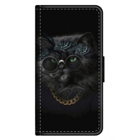 Husa personalizata tip carte HQPrint pentru Samsung Galaxy S24, model Black Cat 4, multicolor, S1D1M0097