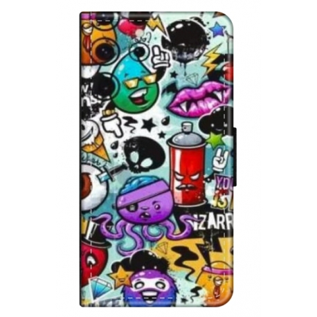 Husa personalizata tip carte HQPrint pentru Samsung Galaxy S24, model Grafitti, multicolor, S1D1M0289