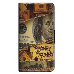 Husa personalizata tip carte HQPrint pentru Apple iPhone 14, model No Money No Funny, multicolor, S1D1M0262