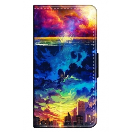 Husa personalizata tip carte HQPrint pentru Apple iPhone XS Max, model Abstract City, multicolor, S1D1M0263
