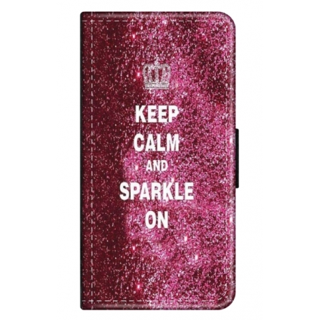 Husa personalizata tip carte HQPrint pentru Xiaomi Mi 9, model Keep Calm and Sparkle On, multicolor, S1D1M0252