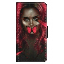Husa personalizata tip carte HQPrint pentru Xiaomi Redmi 9, model Butterfly Mouth 2, multicolor, S1D1M0352