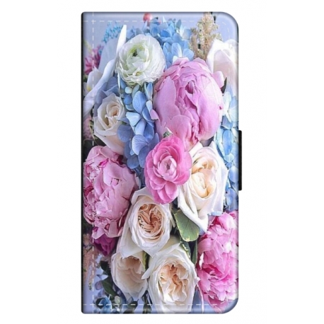 Husa personalizata tip carte HQPrint pentru Xiaomi Redmi Note 8T, model Flowers 1, multicolor, S1D1M0026
