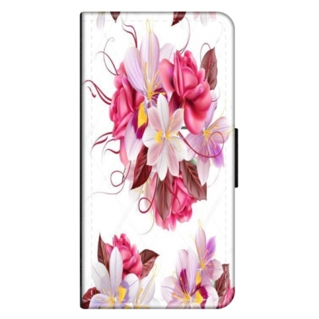 Husa personalizata tip carte HQPrint pentru Xiaomi Redmi Note 9S, model Flowers 4, multicolor, S1D1M0040