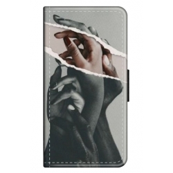 Husa personalizata tip carte HQPrint pentru Xiaomi Redmi Note 10S, model Black and White Hands, multicolor, S1D1M0300
