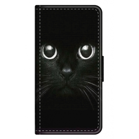 Husa personalizata tip carte HQPrint pentru Oppo A16, model Black Cat 1, multicolor, S1D1M0015