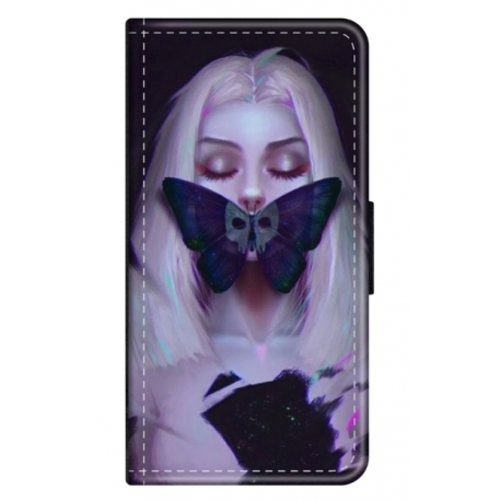 Husa personalizata tip carte HQPrint pentru Oppo A17, model Butterfly Mouth 1, multicolor, S1D1M0351