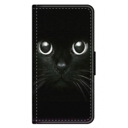 Husa personalizata tip carte HQPrint pentru Oppo A57, model Black Cat 1, multicolor, S1D1M0015