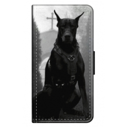 Husa personalizata tip carte HQPrint pentru Oppo A57, model Doberman, multicolor, S1D1M0018