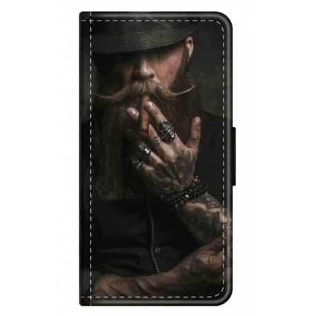 Husa personalizata tip carte HQPrint pentru Oppo A57s, model Beard Man, multicolor, S1D1M0355