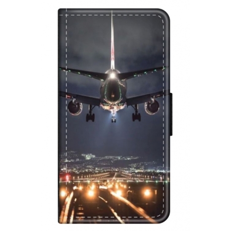 Husa personalizata tip carte HQPrint pentru Huawei P Smart 2019, model Airplane Landing, multicolor, S1D1M0266