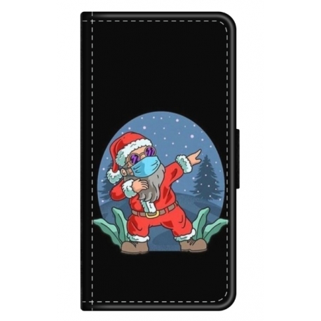 Husa personalizata tip carte HQPrint pentru Motorola Moto E22, model Covid Santa, multicolor, S1D1M0055