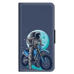 Husa personalizata tip carte HQPrint pentru Motorola Moto G8, model Biker Astronaout, multicolor, S1D1M0375