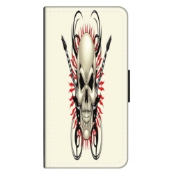 Husa personalizata tip carte HQPrint pentru Motorola Moto G22, model Skull 1, multicolor, S1D1M0284