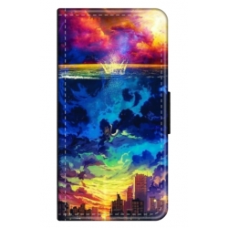 Husa personalizata tip carte HQPrint pentru Oppo A38, model Abstract City, multicolor, S1D1M0263