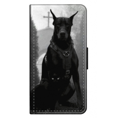 Husa personalizata tip carte HQPrint pentru Oppo A79, model Doberman, multicolor, S1D1M0018